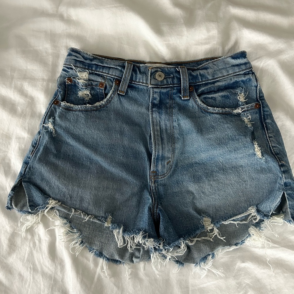 Abercrombie & Fitch Distressed Blue Denim Jean Shorts